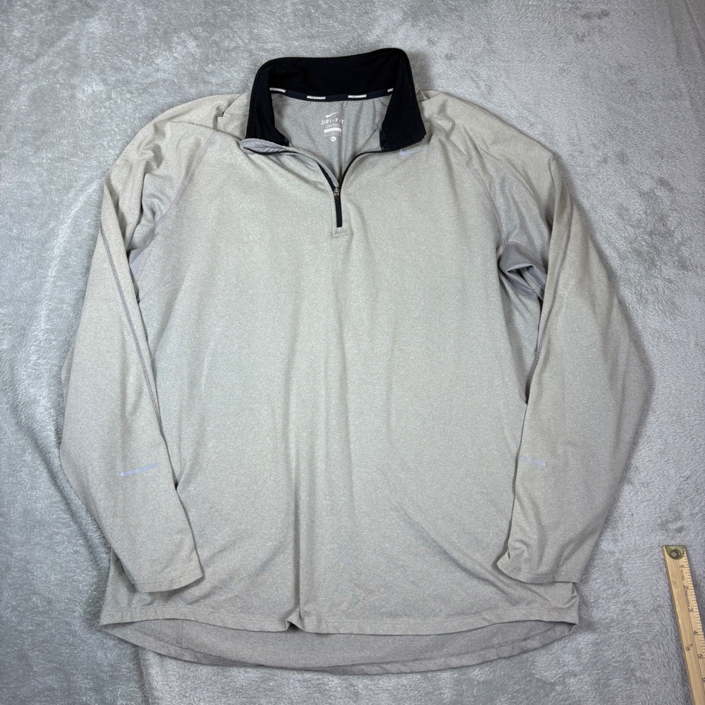 Nike Pullover Mens XL Dri-FIT Running 1/4 Zip Training Top Grey Stretch Active